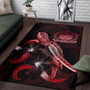 Samoa Polynesian Area Rugs - Turtle With Blooming Hibiscus Red Polynesian 3