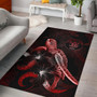 Niue Polynesian Area Rugs - Turtle With Blooming Hibiscus Red Polynesian 1