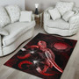 CNMI Polynesian Area Rugs - Turtle With Blooming Hibiscus Red Polynesian 4