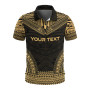Papua New Guinea Custom Personalised Polo Shirt - Papua New Guinea Coat Of Arms Polynesian Chief Tattoo Gold Version 1