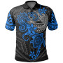American Samoa Polynesian Polo Shirt - Blue Seahorse Turtle 1