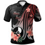 Yap Personalised Custom Polo Shirt - Red Polynesian Hibiscus Pattern Style 1