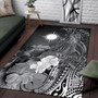 Marshall Islands Area Rug - Humpback Whale with Tropical Flowers (White) Polynesian 3