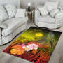 Marshall Islands Custom Personalised Area Rug - Humpback Whale with Tropical Flowers (Yellow) Polynesian 4