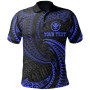 Hawaii Polynesian Custom Personalised Polo Shirt - Blue Tribal Wave 1