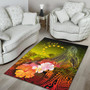 Cook Islands Custom Personalised Area Rug - Humpback Whale with Tropical Flowers (Yellow) Polynesian 4