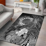 Cook Islands Custom Personalised Area Rug - Humpback Whale with Tropical Flowers (White) Polynesian 2