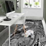 Cook Islands Custom Personalised Area Rug - Humpback Whale with Tropical Flowers (White) Polynesian 5