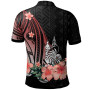 New Caledonia Polo Shirt - Red Polynesian Hibiscus Pattern Style 2