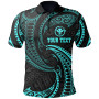 Hawaii Polynesian Custom Personalised Polo Shirt - Neon Blue Tribal Wave 1
