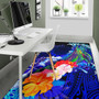 Cook Islands Area Rug - Humpback Whale with Tropical Flowers (Blue) Polynesian 5