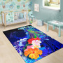 Cook Islands Custom Personalised Area Rug - Humpback Whale with Tropical Flowers (Blue) Polynesian 6