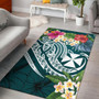 Wallis and Futuna Polynesian Area Rug - Summer Plumeria (Turquoise) Polynesian 1