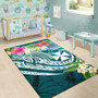 Wallis and Futuna Polynesian Area Rug - Summer Plumeria (Turquoise) Polynesian 6