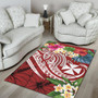 Wallis and Futuna Polynesian Area Rug - Summer Plumeria (Red) Polynesian 4