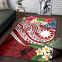 Nauru Polynesian Area Rug - Summer Plumeria (Red) Polynesian 3