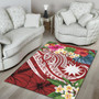 Nauru Polynesian Area Rug - Summer Plumeria (Red) Polynesian 4