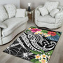 Kosrae Polynesian Area Rug - Summer Plumeria (Black) Polynesian 4