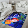 Vanuatu Area Rug - Humpback Whale with Tropical Flowers (Blue) Polynesian 4