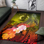 Vanuatu Custom Personalised Area Rug - Humpback Whale with Tropical Flowers (Yellow) Polynesian 3