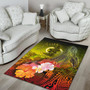 Vanuatu Custom Personalised Area Rug - Humpback Whale with Tropical Flowers (Yellow) Polynesian 4