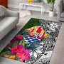 Tahiti Area Rug White - Turtle Plumeria Banana Leaf Polynesian 2