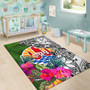 Tahiti Area Rug White - Turtle Plumeria Banana Leaf Polynesian 6