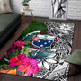 Samoa Area Rug White - Turtle Plumeria Banana Leaf Polynesian 1