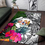 Niue Area Rug White - Turtle Plumeria Banana Leaf Polynesian 1