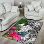 Kosrae Area Rug White - Turtle Plumeria Banana Leaf Polynesian 4