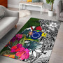 Cook Islands Area Rug White - Turtle Plumeria Banana Leaf Polynesian 2