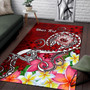 Samoa Custom Personalised Area Rug - Turtle Plumeria (Red) Polynesian 3