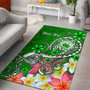 Samoa Custom Personalised Area Rug - Turtle Plumeria (Green) Polynesian 1