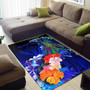Kosrae Area Rug - Humpback Whale with Tropical Flowers (Blue) Polynesian 2