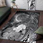 Kosrae Area Rug - Humpback Whale with Tropical Flowers (White) Polynesian 3