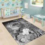 Federated States of Micronesia Custom Personalised Area Rug - Humpback Whale with Tropical Flowers (White) Polynesian 6