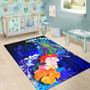 Guam Custom Personalised Area Rug - Humpback Whale with Tropical Flowers (Blue) Polynesian 6