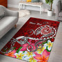 Tahiti Custom Personalised Area Rug - Turtle Plumeria (Red) Polynesian 1