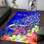 Tahiti Custom Personalised Area Rug - Turtle Plumeria (Blue) Polynesian 3