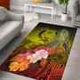 Pohnpei Custom Personalised Area Rug - Humpback Whale with Tropical Flowers (Yellow) Polynesian 1