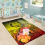 Pohnpei Custom Personalised Area Rug - Humpback Whale with Tropical Flowers (Yellow) Polynesian 6
