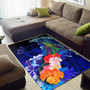 Yap Area Rug - Humpback Whale with Tropical Flowers (Blue) Polynesian 2