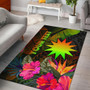 Nauru Polynesian Personalised Area Rug - Hibiscus and Banana Leaves Polynesian 1