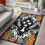Kosrae State Area Rug - Coat Of Arms With Tropical Flowers 1