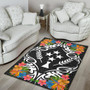 Kosrae State Area Rug - Coat Of Arms With Tropical Flowers 4