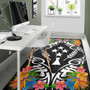 Kosrae State Area Rug - Coat Of Arms With Tropical Flowers 5