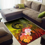 Polynesian Hawaii Area Rug - Humpback Whale with Tropical Flowers (Yellow) Polynesian 2