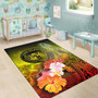 Polynesian Hawaii Custom Personalised Area Rug - Humpback Whale with Tropical Flowers (Yellow) Polynesian 6
