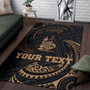 New Caledonia Polynesian Custom Personalised Area Rug - Gold Tribal Wave Polynesian 3