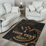 Kosrae Micronesia Custom Personalised Area Rug - Gold Tribal Wave Polynesian 4